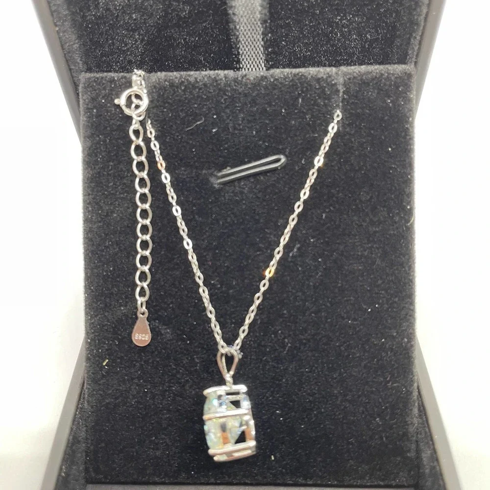 Moissanite Diamond Necklace Pendant Chain 18K 925 Brilliant 5 Ct Round Cut